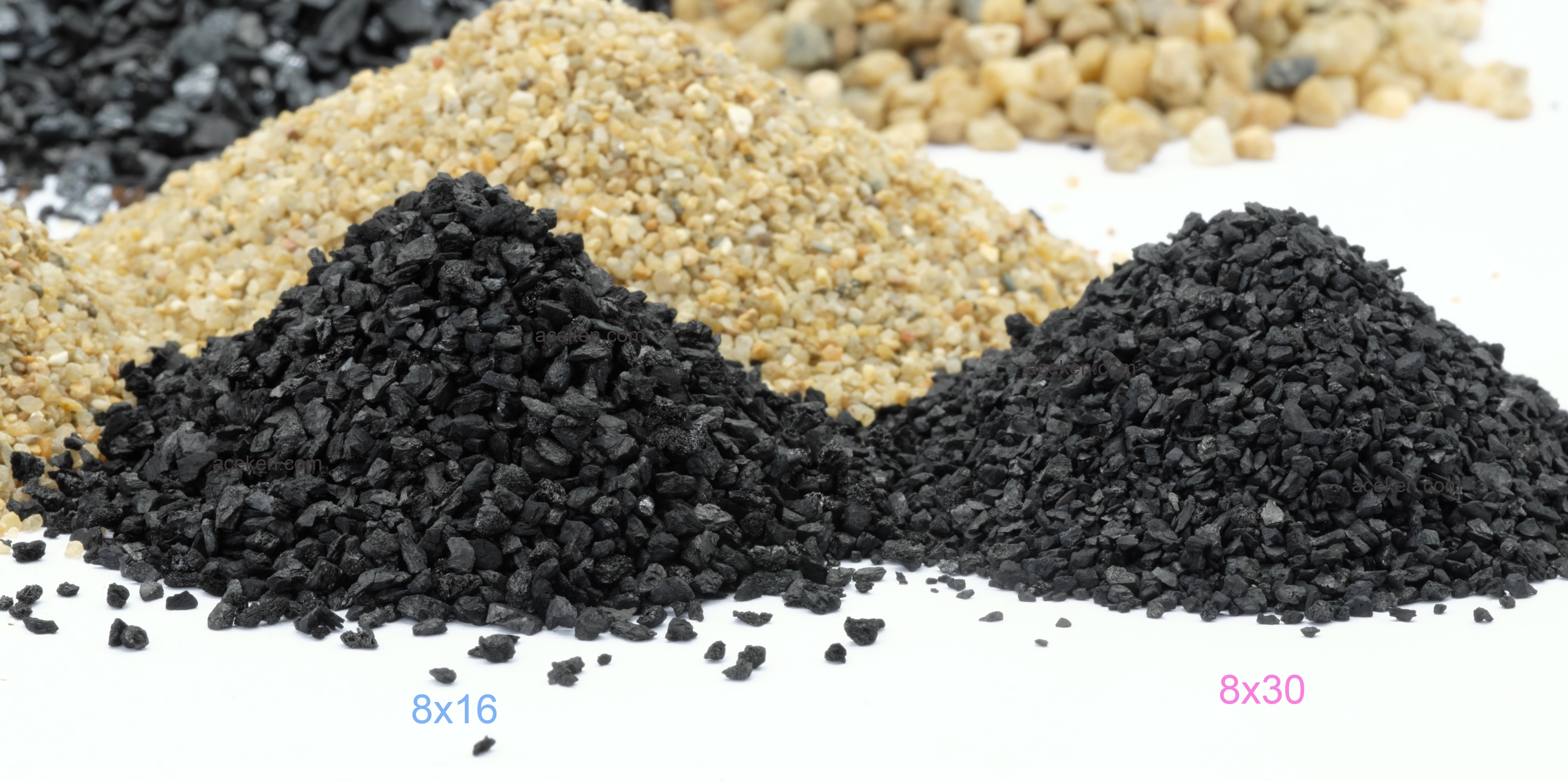 รูปเปรียบเทียบ Activated Carbon ขนาด 8x16 และ 8x30 mesh